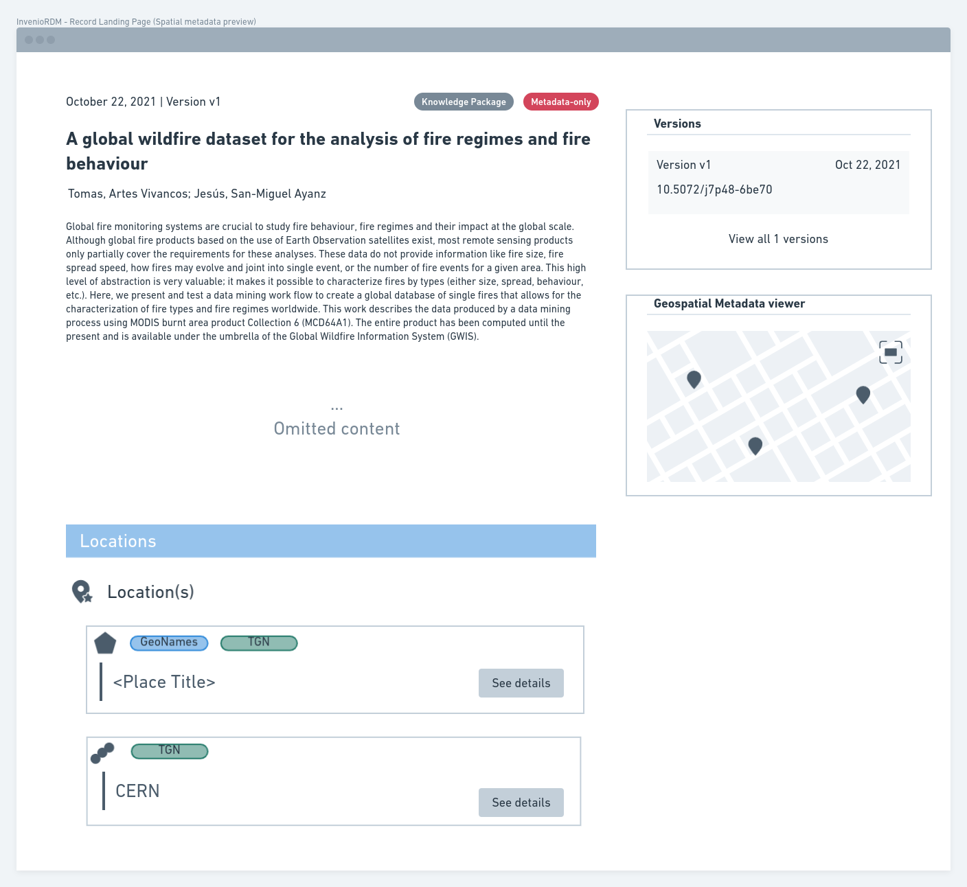 Geospatial metadata previewer - Landing page